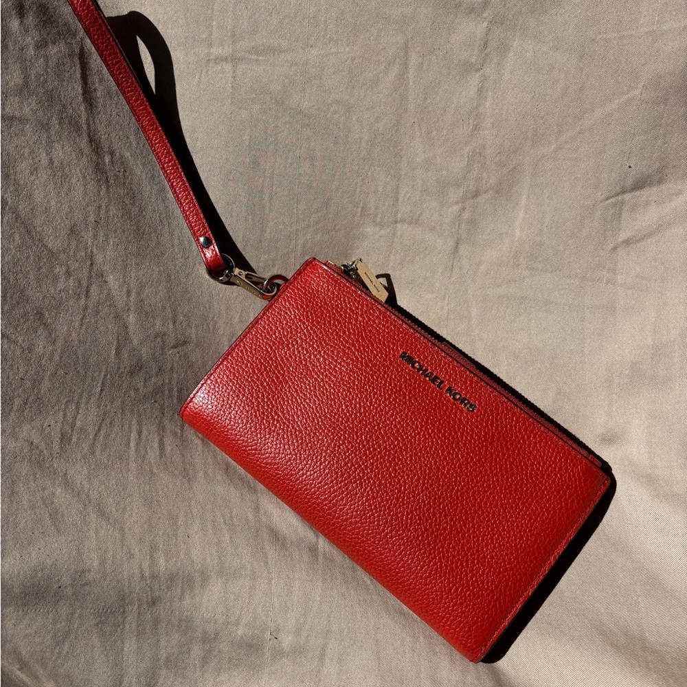 Michael Kors Orange Leather Wristlet
